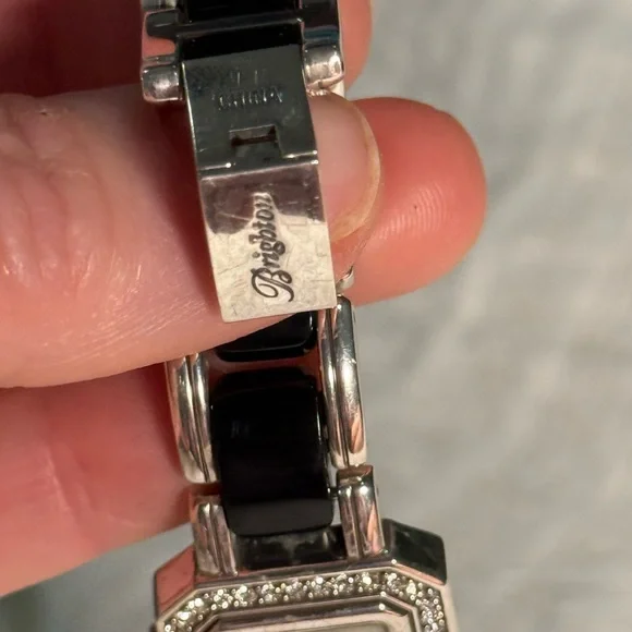 Brighton Encino Crystal Bezel Bracelet Watch Black Silver Japan Quartz - Picture 4 of 8